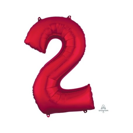 Red Number 2 Supershape Foil Balloon