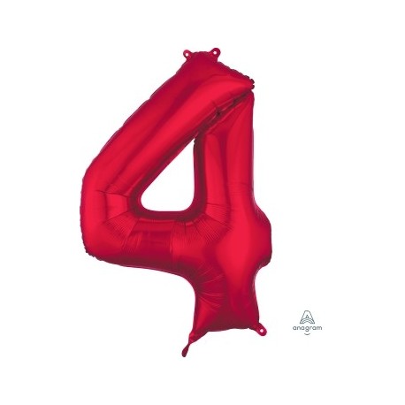 Red Number 4 Supershape Foil Balloon