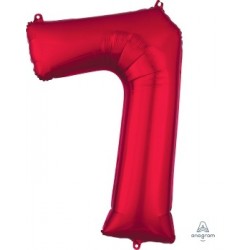 Red Number 7 Supershape Foil Balloon