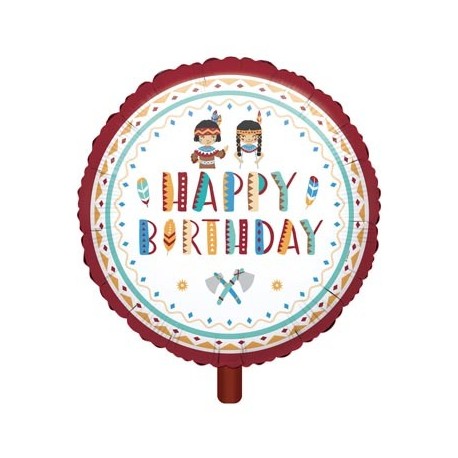 Tepee and Tomahawk western Happy Birthday foil balloon| Western Party Supplies