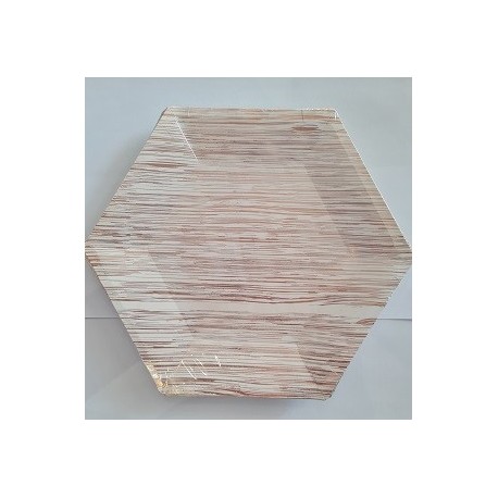 Rose Gold Stripe Hexagonal Plate (pk/10)