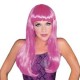 Long pink wig with fringe 