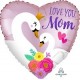 18" Love You Mom swan foil balloon
