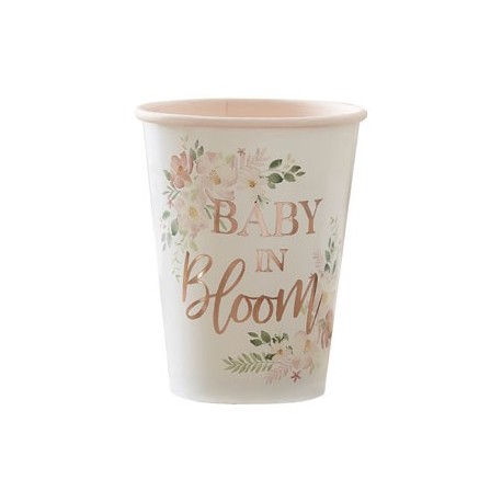 Baby in Bloom - Floral Foiled cups (pk/8)