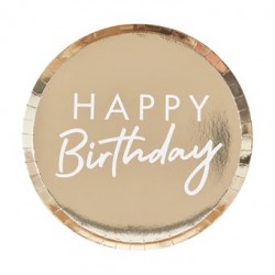 Gold Foiled Happy Birthday Plates (pack of 8)