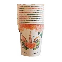Floral Unicorn Cups (pk/10)