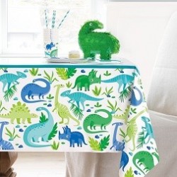 Blue and Green Dinosaur Tablecloth (1.37m x 2.13m)
