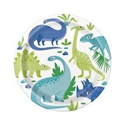 Blue and Green Dinosaur Lunch Plates
