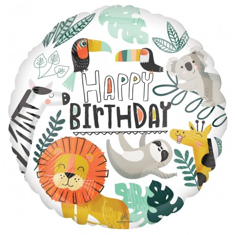 18"Get Wild Happy Birthday Foil Balloon